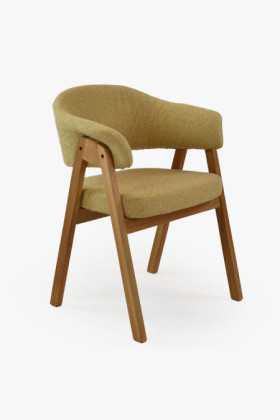 Dubová stolička s podrúčkami, žltá